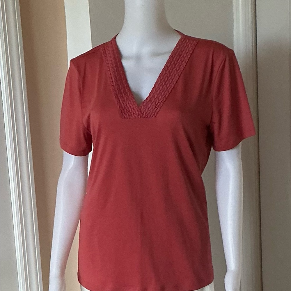 Tommy Hilfiger Coral V-Neck Short Sleeve Tee